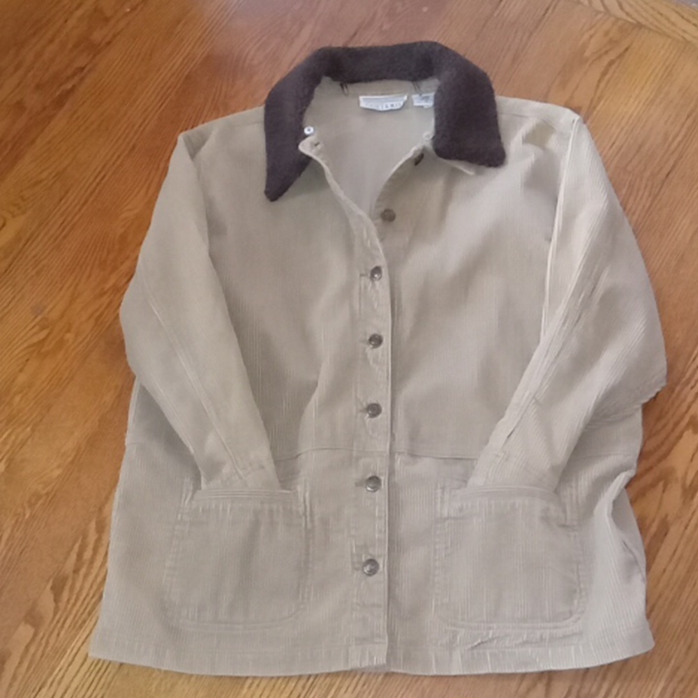Vintage Tan Casey & Max Corduroy Barn Jacket w/ detachable sherpa collar MEDIUM